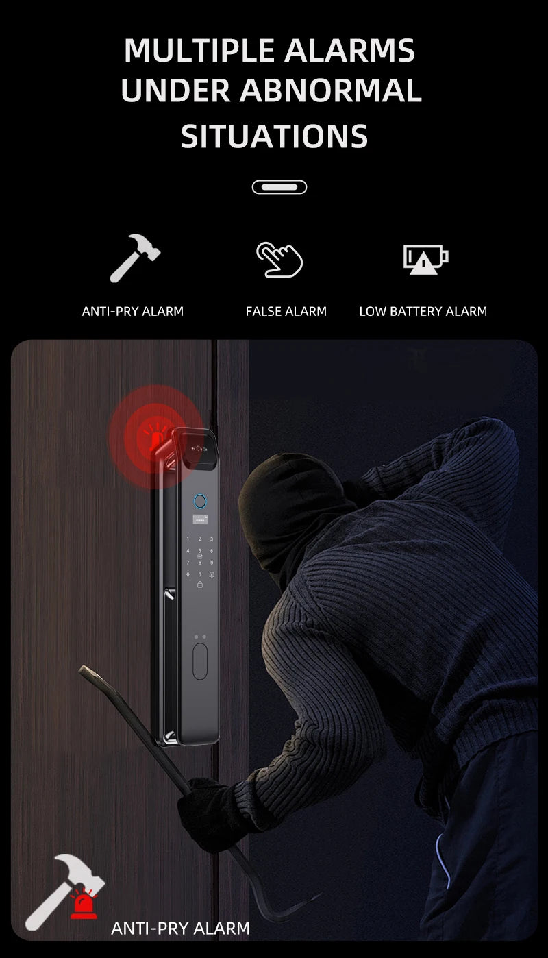 Wishome W-F9 Smart Face Recognition Door Lock with Camera & HD Screen – WiFi Fingerprint Lock