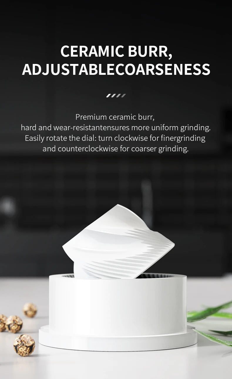 FLYMUYU Electric Salt & Pepper Grinder – Rechargeable Stainless Steel Spice Mill with Adjustable Coarseness & LED Light