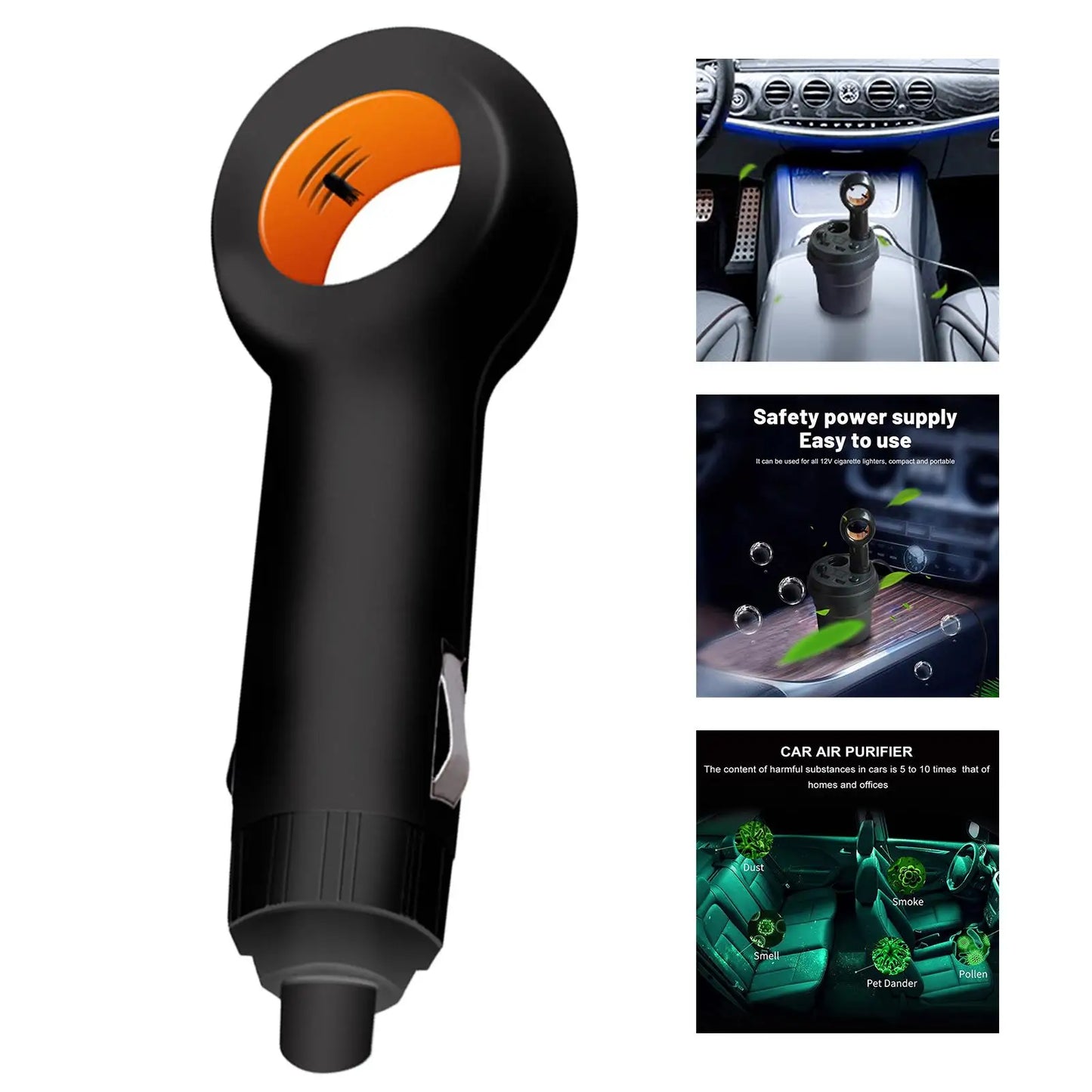 SONONIA Mini Car Air Purifier with Negative Ions – Plug-In Portable Deodorizer for Vehicle & Small Spaces