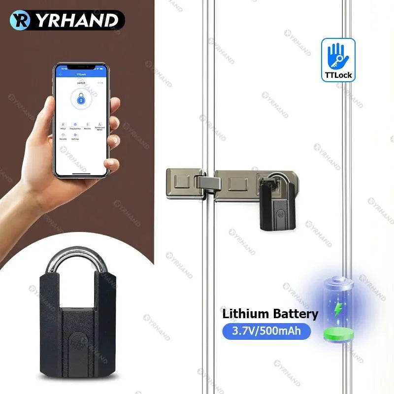 YRHAND 916 Smart Fingerprint Padlock – TTLock Bluetooth App, IP66 Keyless Security