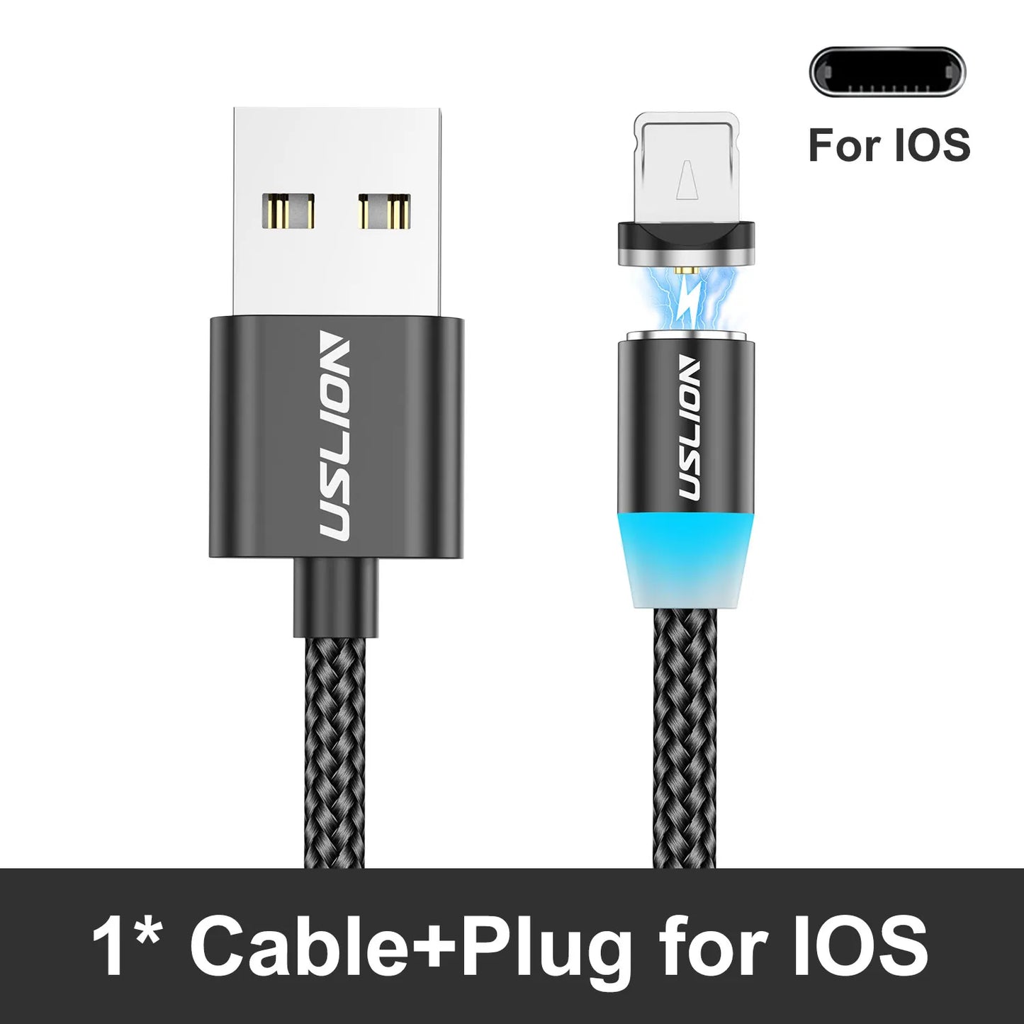 Magnetic Charging Cable 360 Degree – USB-A to Type-C / Lightning / Micro USB (2.4A)