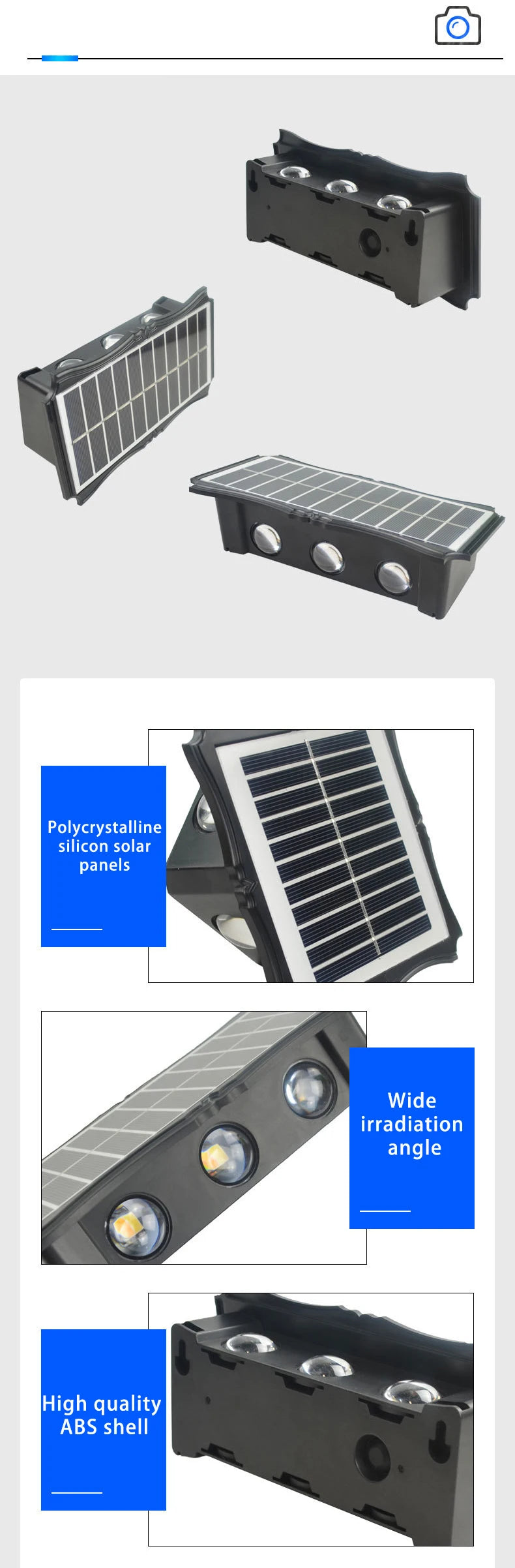 CHENBEN Solar LED Wall Light | IP65 Waterproof Outdoor Wall Lamp, Warm/RGB