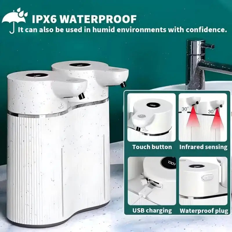 Double-Head Automatic Soap Dispenser – Touchless Foam & Liquid Smart Dispenser 800ml