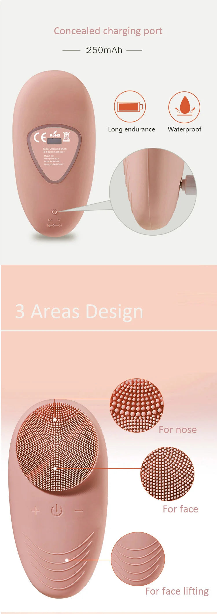 Sonic Facial Cleansing Brush – Deep Cleansing Silicone Face Scrubber