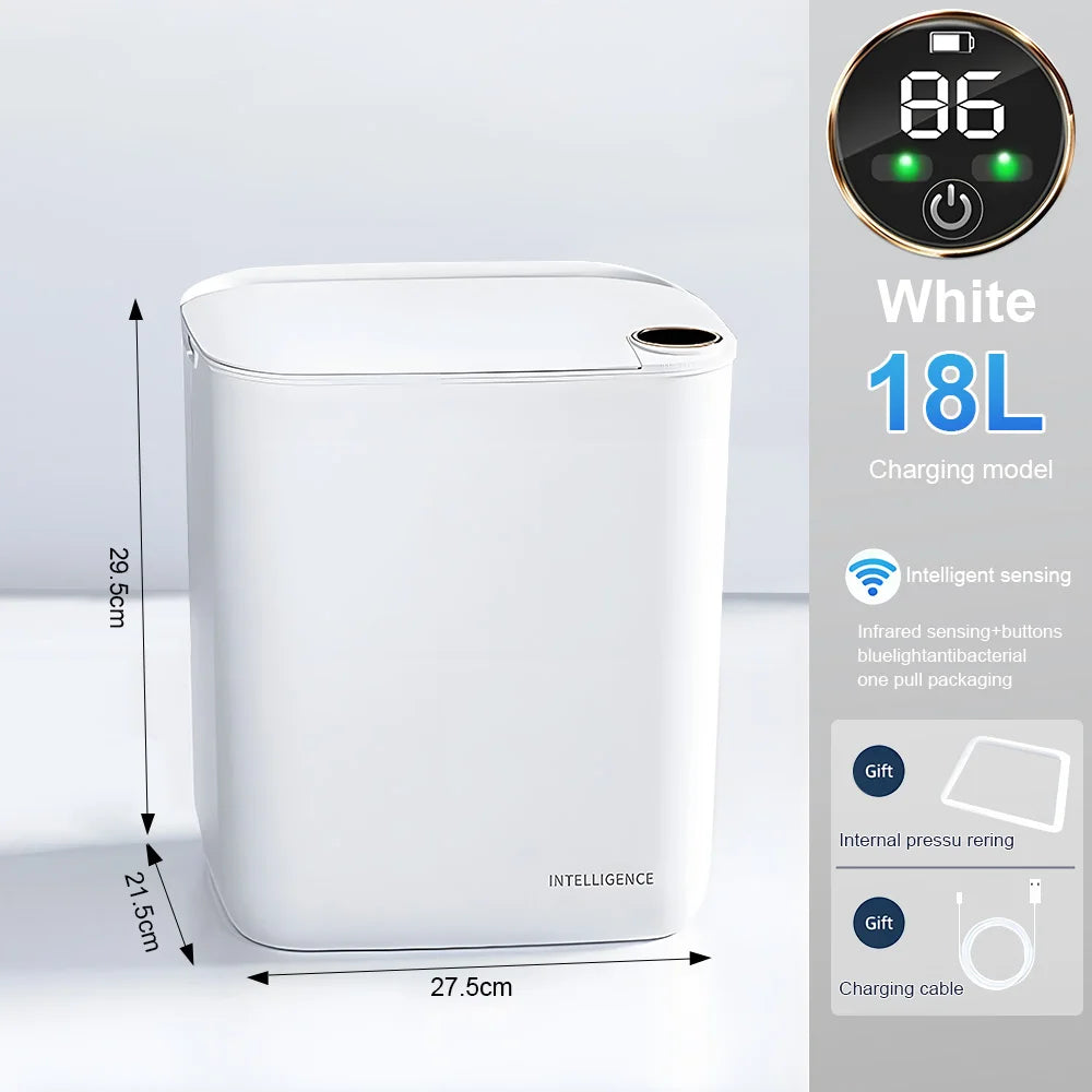 20L/18L Smart Sensor Trash Can – Touchless Induction Bin with Digital Display & Type-C Charging