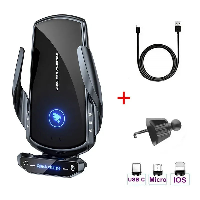 VIKEFON Qi 100W Wireless Car Fast Charger with Cooling Fan & One-Hand Operation