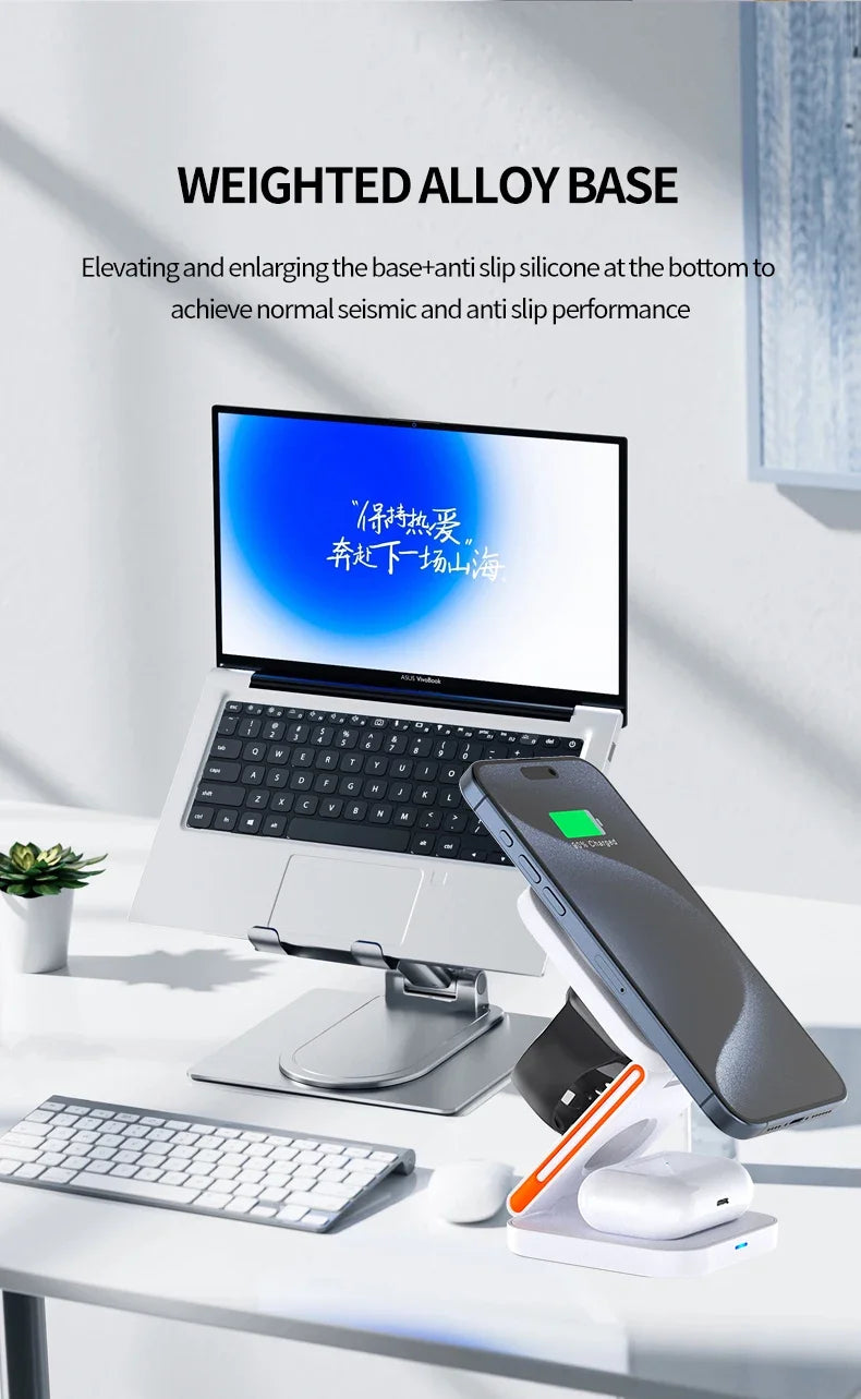 30W Magnetic Wireless Charger Stand – iPhone, Apple Watch & AirPods