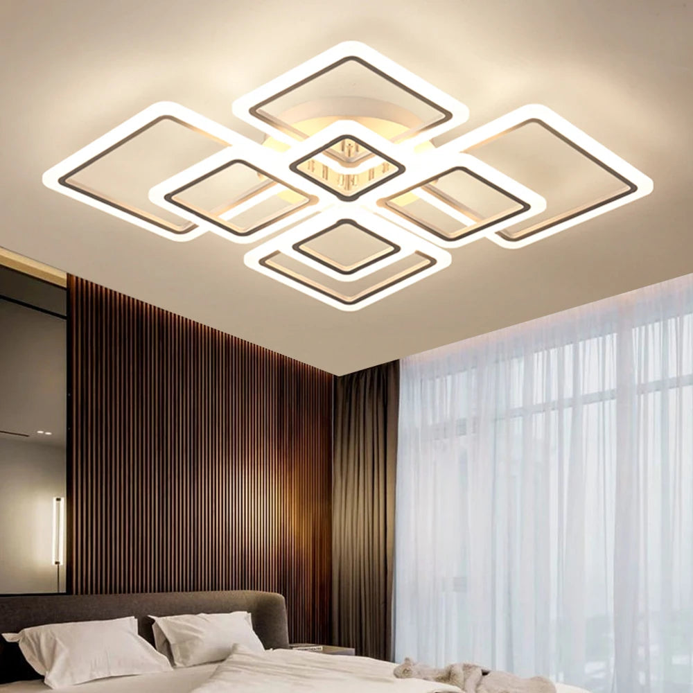 Jelena Modern Square LED Ceiling Lamp | Smart Dimming, 4–10 Head Options