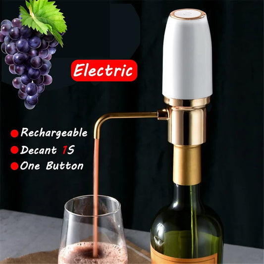 Electric Wine Decanter & Aerator – Instant USB Rechargeable Automatic Wine Pourer for Home Bar