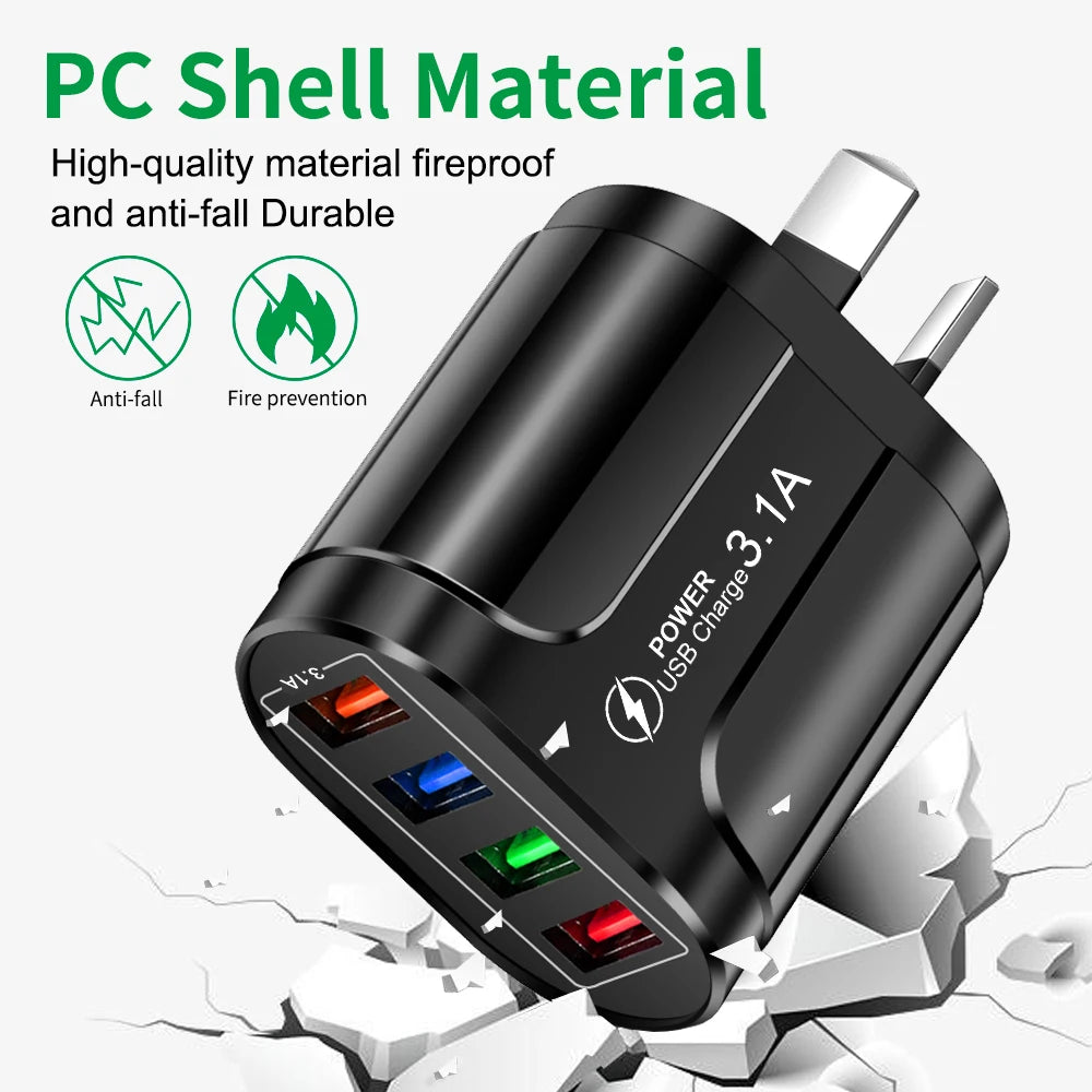 15W 4-USB Charging Station – Compact Desktop Charger for Phones & Tablets