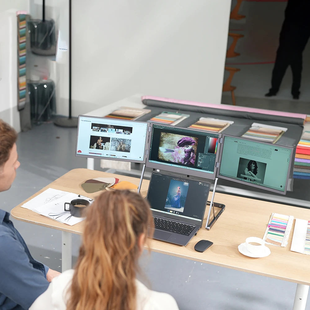 Rospider TriCreate Triple Screen Display Solution | IPS Full HD | Single-Cable Multi-Monitor Support