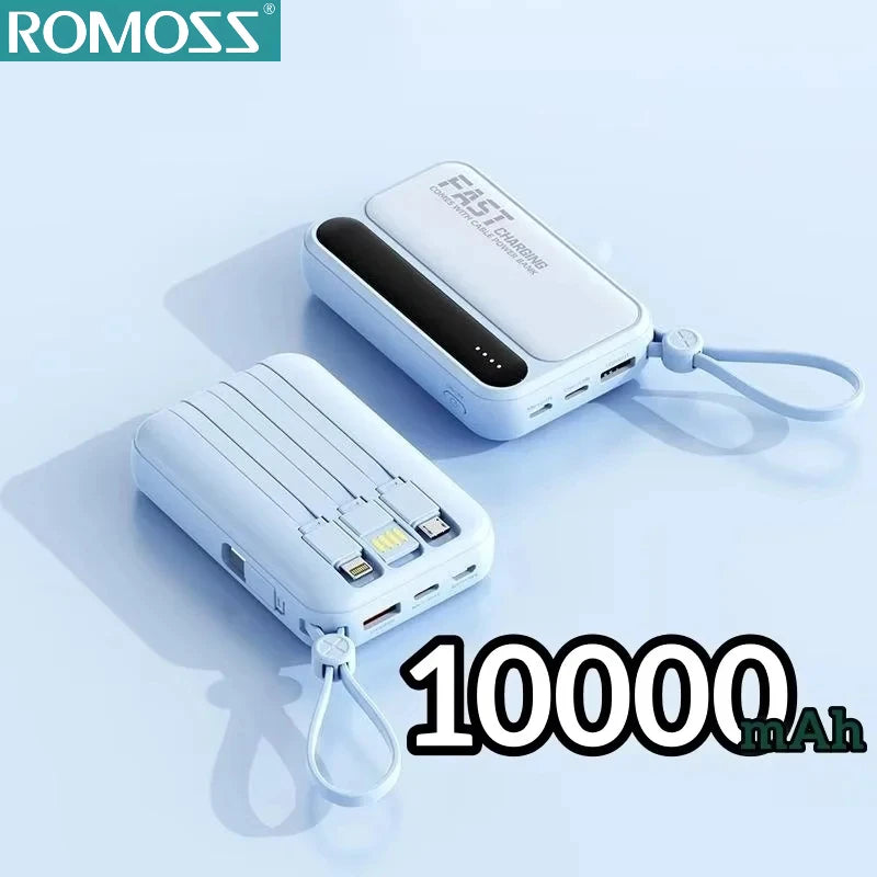 High-Capacity Power Bank 120W – Built-in 4 Cables, Digital Display (10000mAh / 30000mAh / 50000mAh)