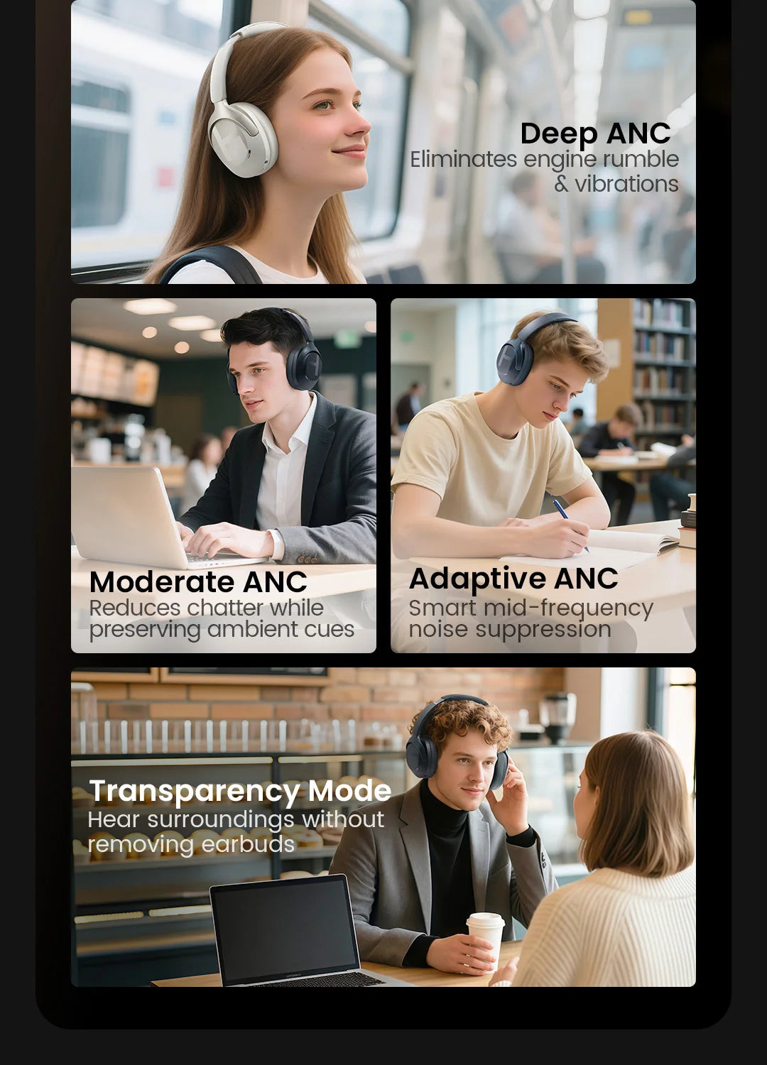 S40 ANC Wireless Headphones – 50dB Noise Cancelling, LDAC, 90H Battery