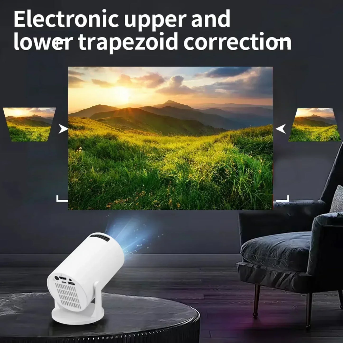 Mini Android Projector – 1080P Support, 8000 Lumens, Portable Home Theater