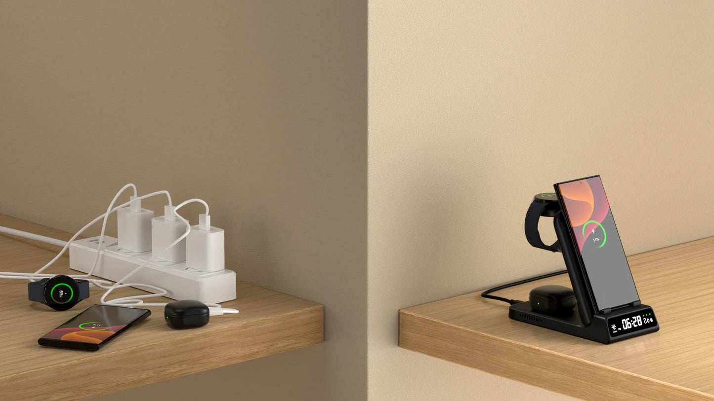 15W Wireless Charging Stand for Samsung Phone, Watch & Earbuds