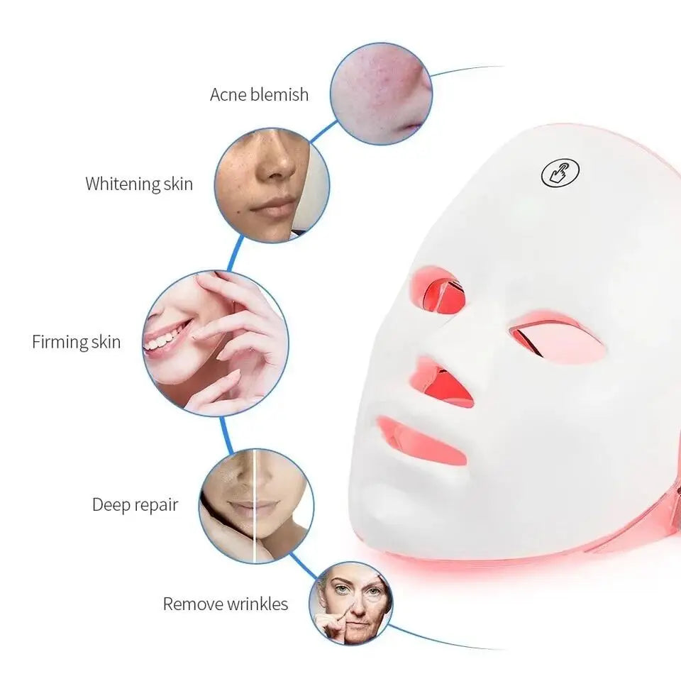 VamsLuna Wireless LED Face Mask – 7-Color Photon Therapy for Wrinkles & Brightening