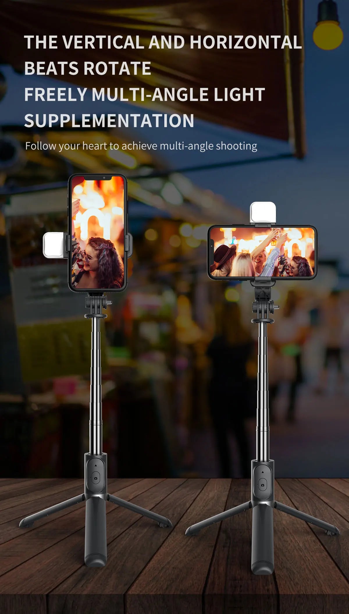 Stainless Steel Bluetooth Selfie Stick Tripod for Smartphones (Q02s)
