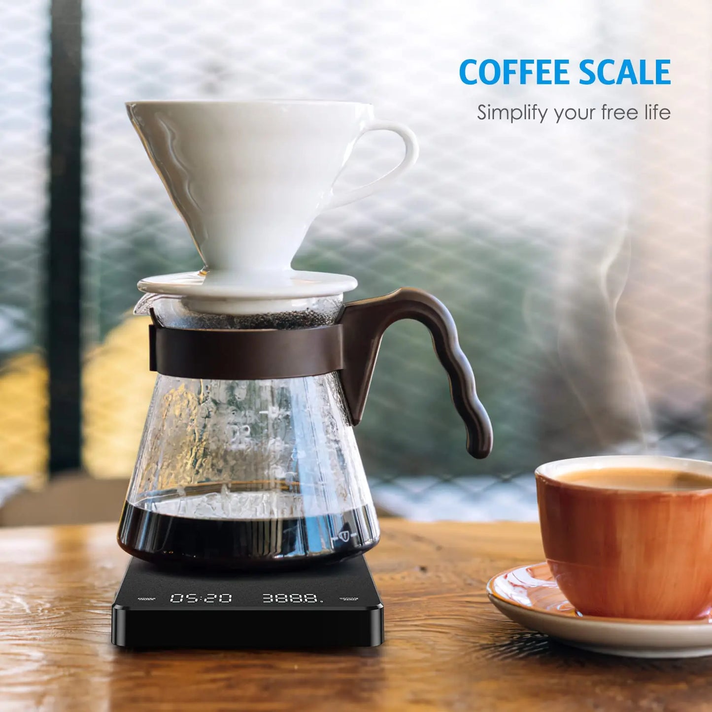High Precision Coffee Scale 0.1g – 3kg Digital Espresso Scale with Dual Timer & LED Display