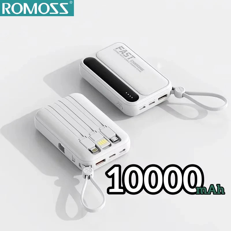 High-Capacity Power Bank 120W – Built-in 4 Cables, Digital Display (10000mAh / 30000mAh / 50000mAh)