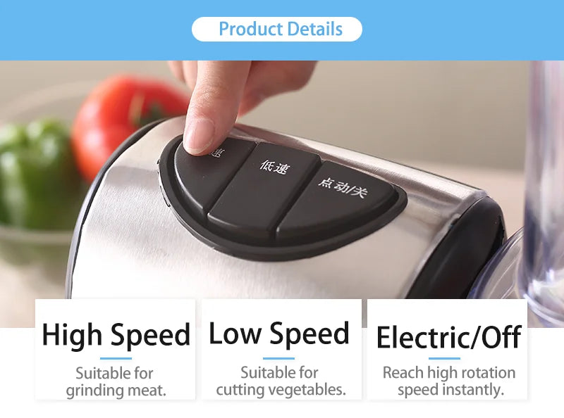 SUNATUR 1.8L Electric Food Processor 350W – Multi-Function Slicer, Shredder & Grinder