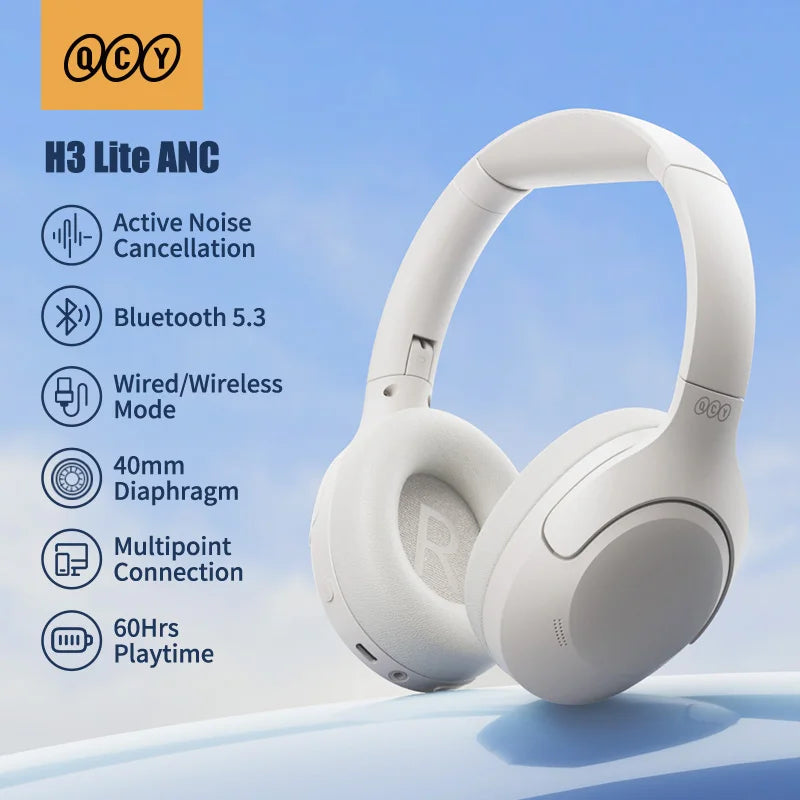 H3 Lite ANC Wireless Headphones – 60H Battery, Bluetooth 5.3, Dual-Device
