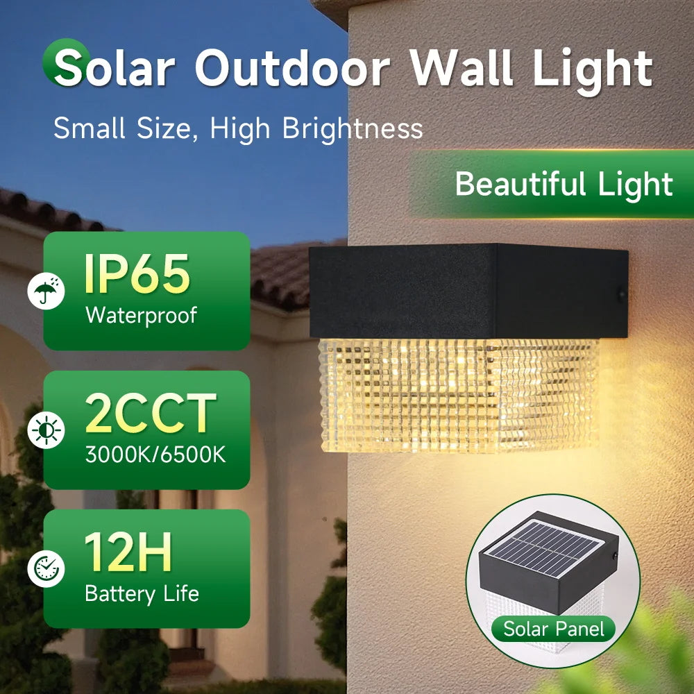 CHENBEN Solar LED Wall Light | IP65 Waterproof Outdoor Wall Lamp, Warm/RGB