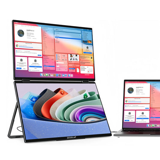 ZEUSLAP Z15W 15.6″ Dual Portable Monitor | FHD 1080P IPS | 100% sRGB | Thunderbolt/USB-C Foldable Screen