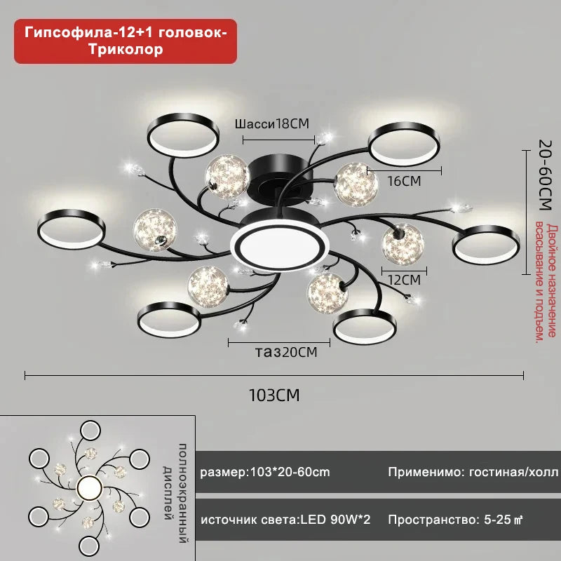 Artpad Modern Star Moon Ceiling Light Fixture | Romantic LED Chandelier for Bedroom & Living Room