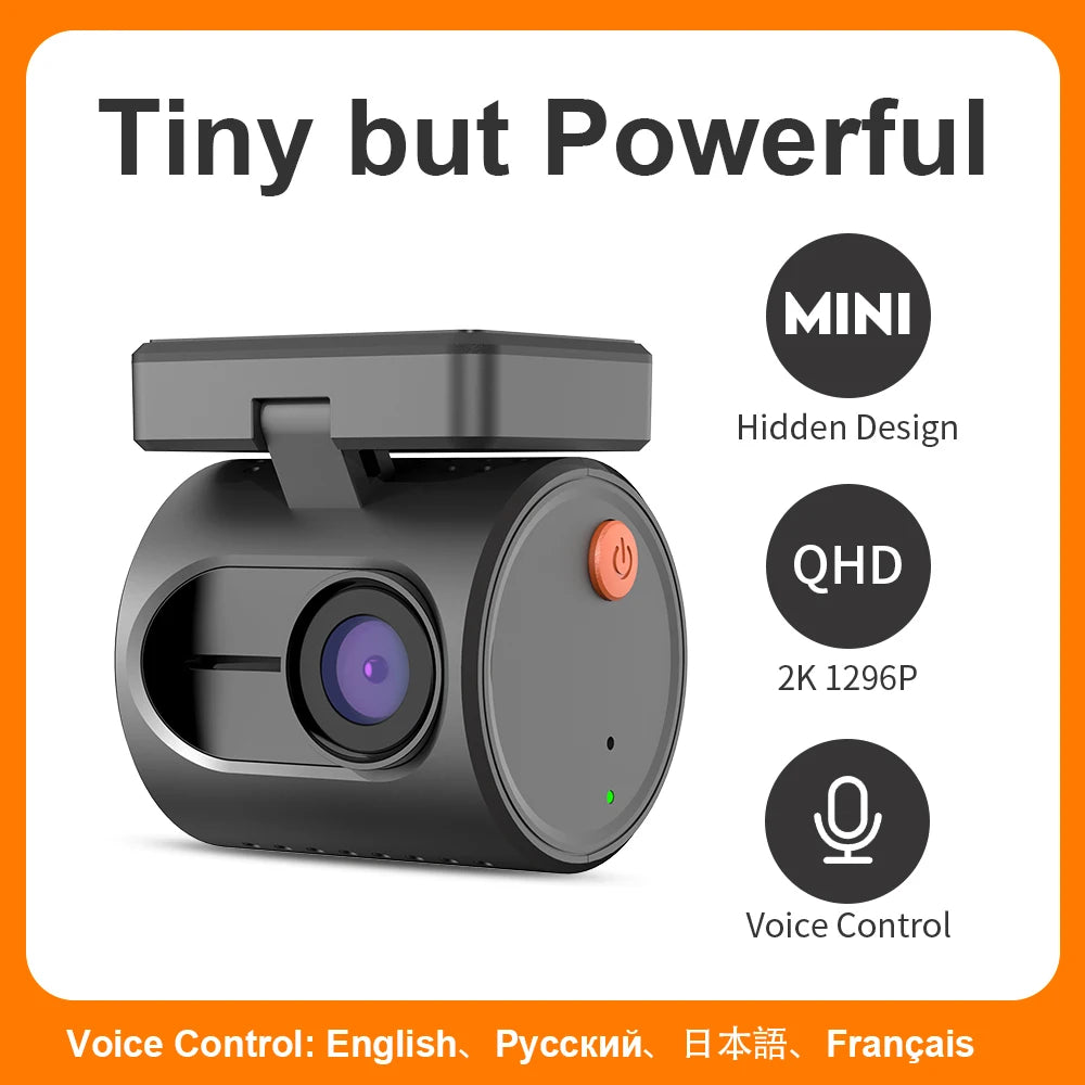 KAWA MINI 3 2K Dash Cam – Hidden WiFi Car DVR with Voice Control & 24H Parking Mode