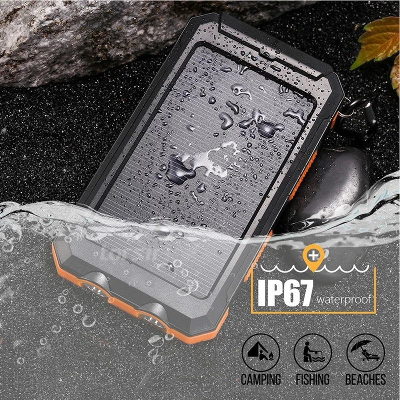 Solar Power Bank with LED Torch & Compass – Outdoor Emergency Charger (20W)