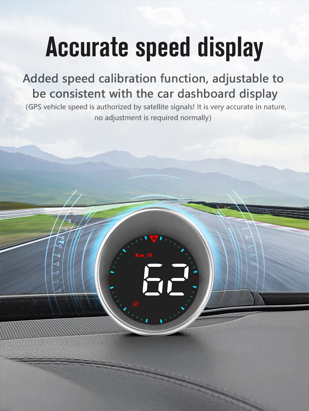 GPS Car Head-Up Display HUD – Digital Speedometer with Compass, Mileage & Fatigue Alert (Universal Fit)