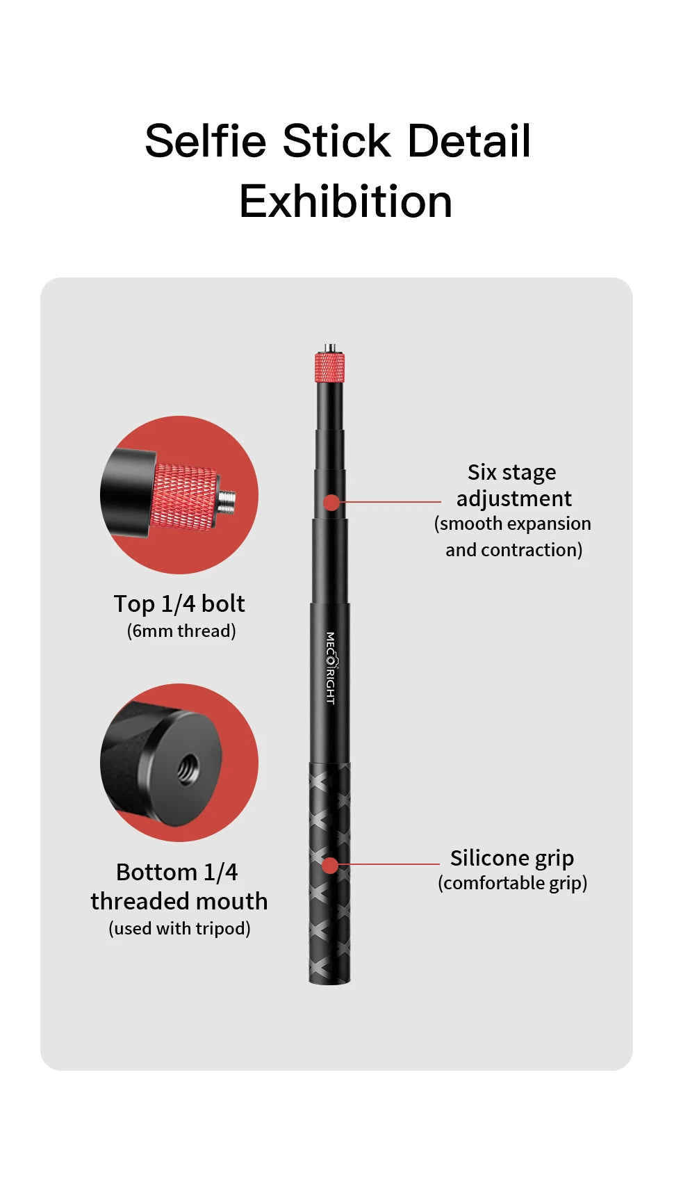Multifunction Selfie Stick Handle Tripod Bundle for Action Cameras