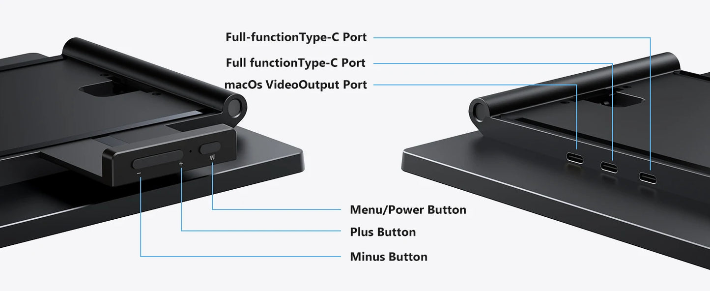 Amoudo 14″ Triple Screen Laptop Extender IPS Monitor | FHD 1920×1080 | USB-C Plug & Play | Portable Dual Screen