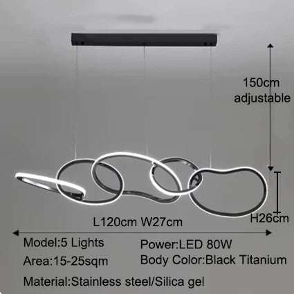 MZXFA Smart LED Pendant Light JLD0190 | Remote Dimmable, Modern Stainless Steel