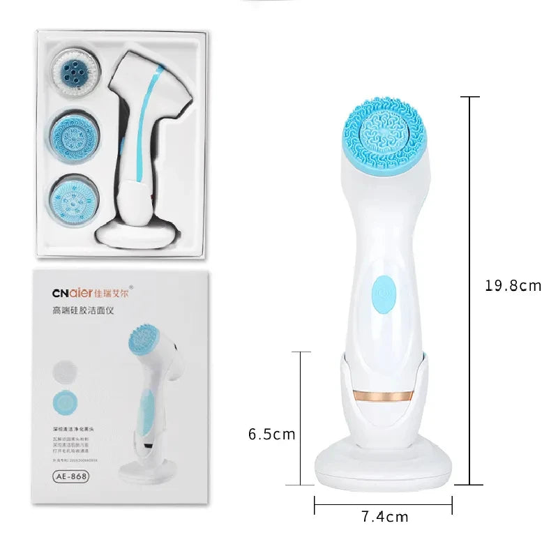 Electric Facial Cleanser – IPX7 Waterproof Multi-Brush Skin Cleaning Device