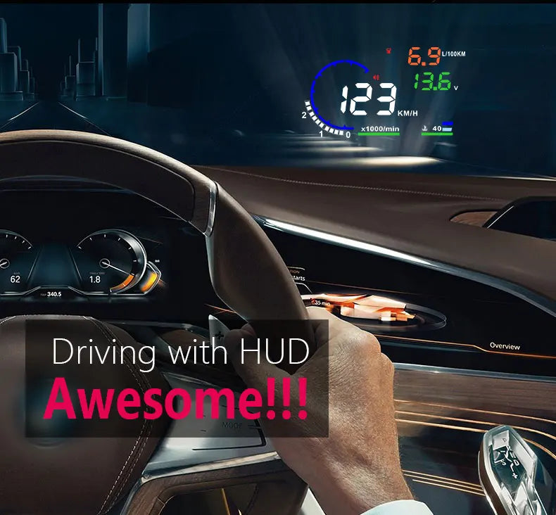 Dual-Mode Car Head-Up Display – OBD & GPS Speed HUD with Compact Slim Design (Universal Fit)