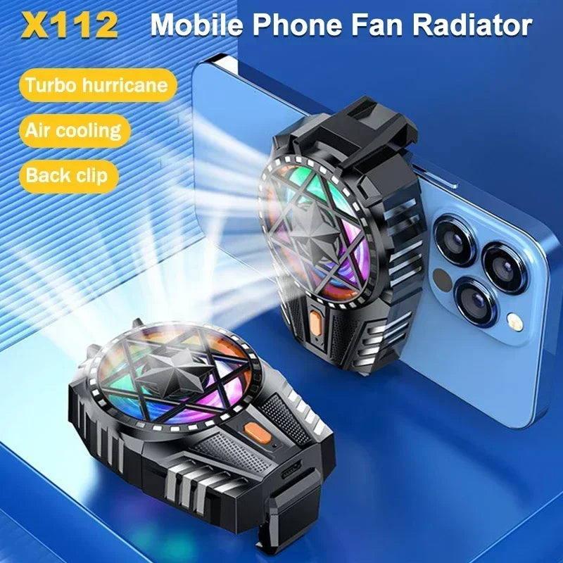 X112 Mobile Phone Game Cooler – Air-Cooled RGB Back Clip for iPhone & Android