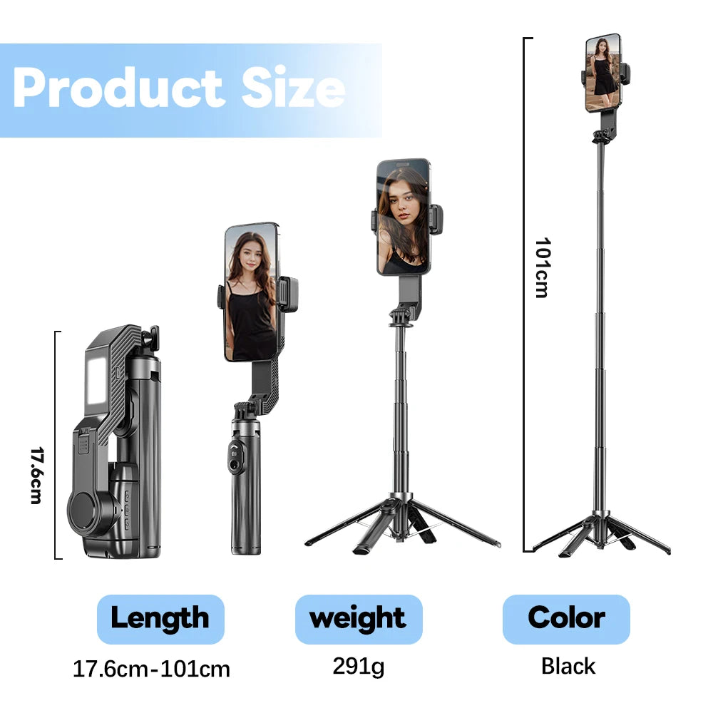 Mini Bluetooth Selfie Stick with Quad-Leg Tripod & 360° Rotation