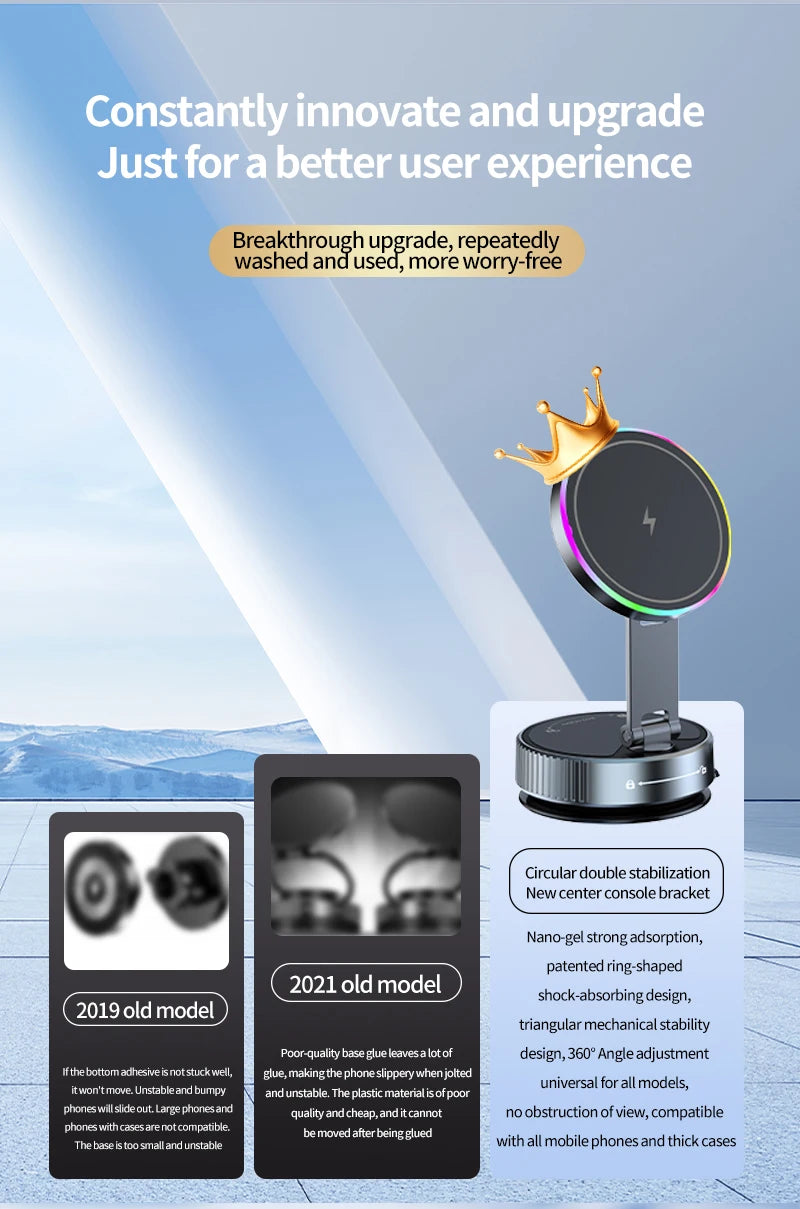 Aluminium Magnetic Car Holder with Wireless Charging – iPhone Compatible