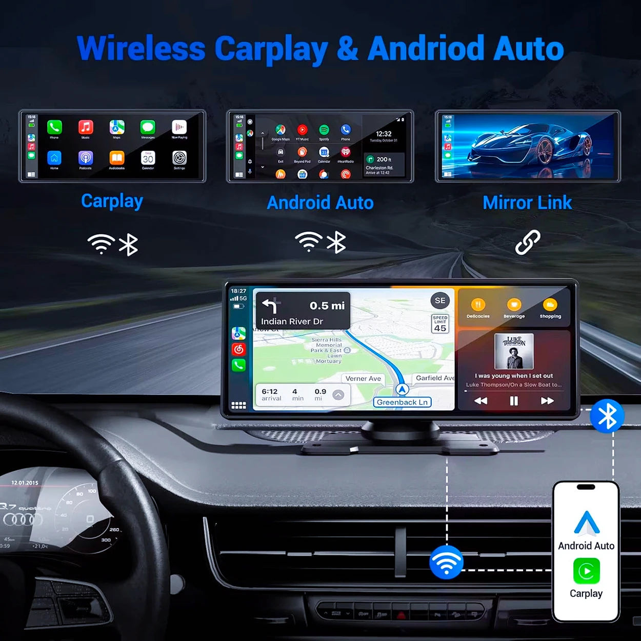 Pionray Universal Car Multimedia Player 7” / 10.26” – CarPlay, Android Auto
