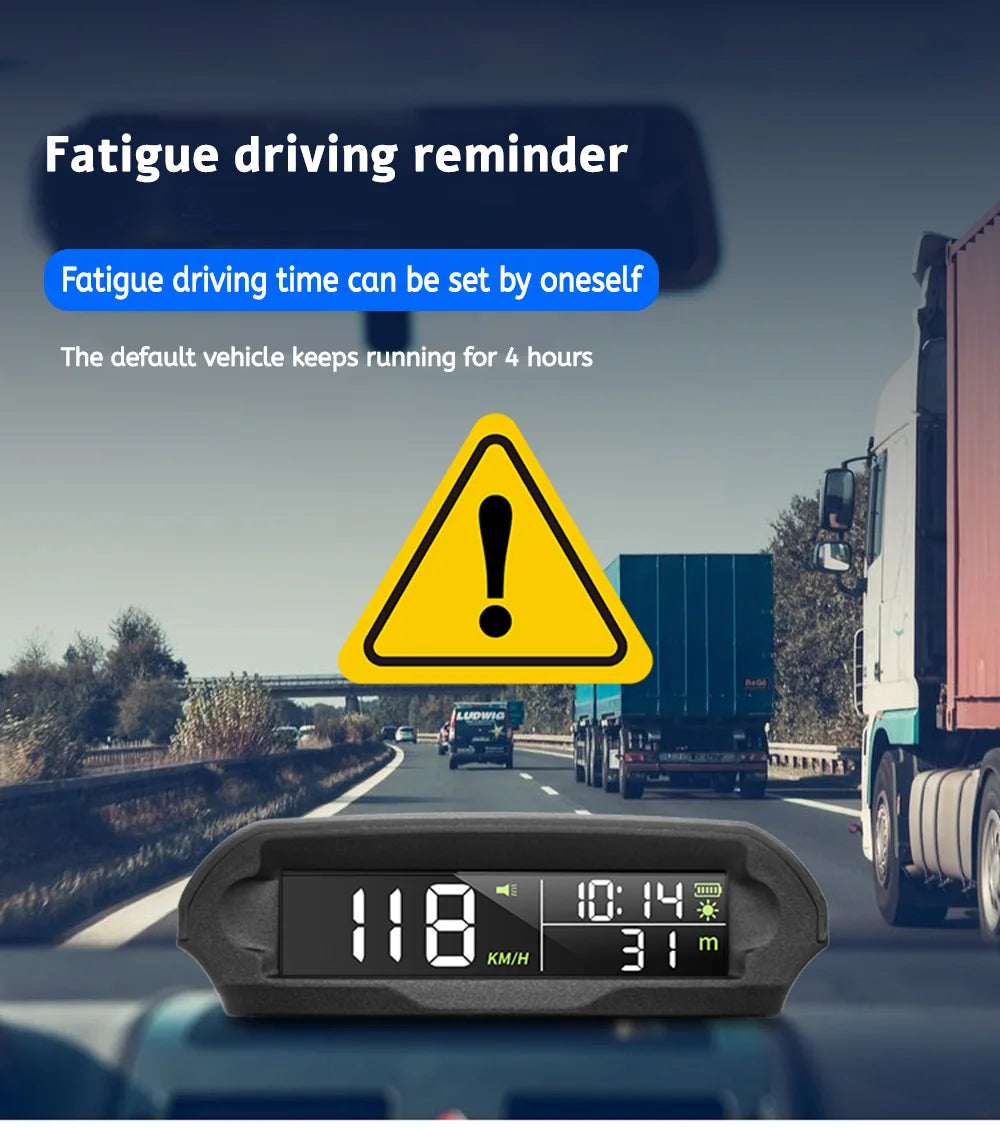 MAIMEIMI Solar GPS Car Head-Up Display – Universal Digital Speedometer HUD with Overspeed & Fatigue Alertsr