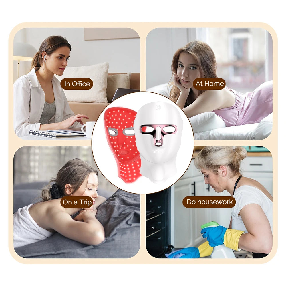 Wireless LED Facial & Neck Mask 7-Color Therapy – Foreverlily Skin Care Device