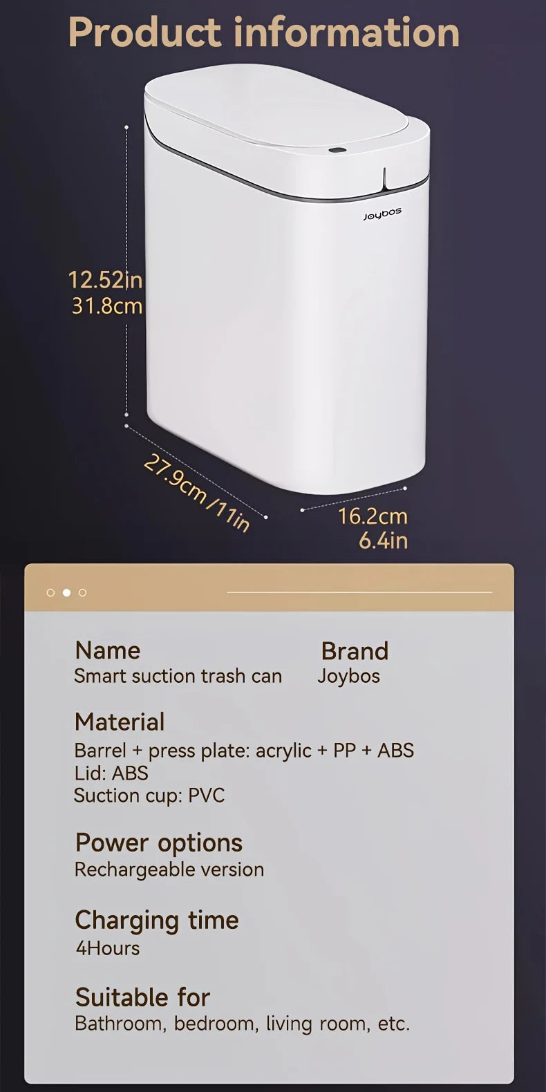 Smart Bag-Sucking Trash Can – Rechargeable Touchless Induction Waste Bin