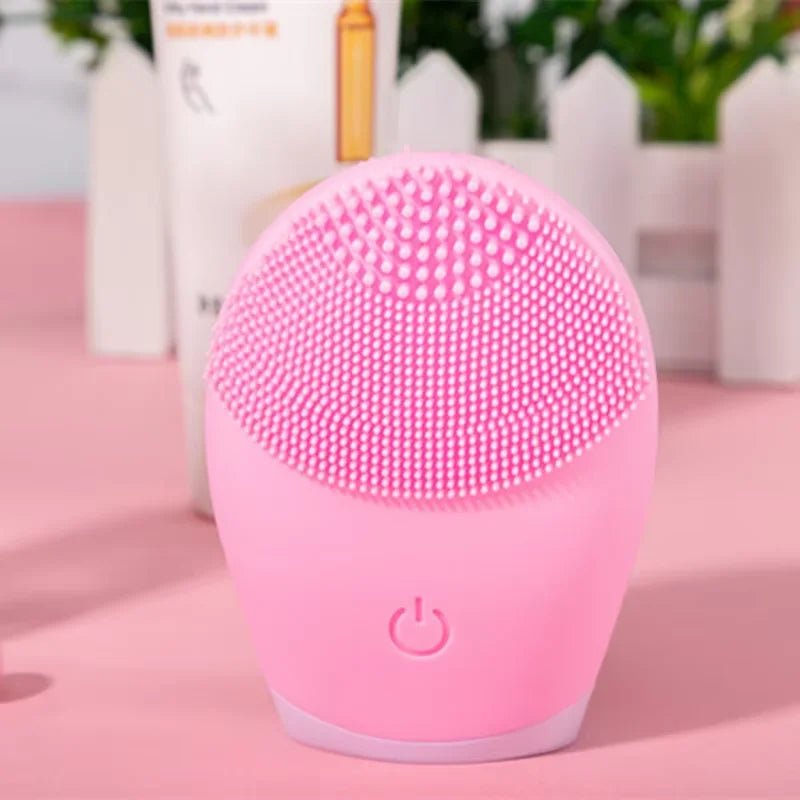 Electric Silicone Facial Cleansing Brush – High-Frequency Vibration Deep Clean & Massage Tool