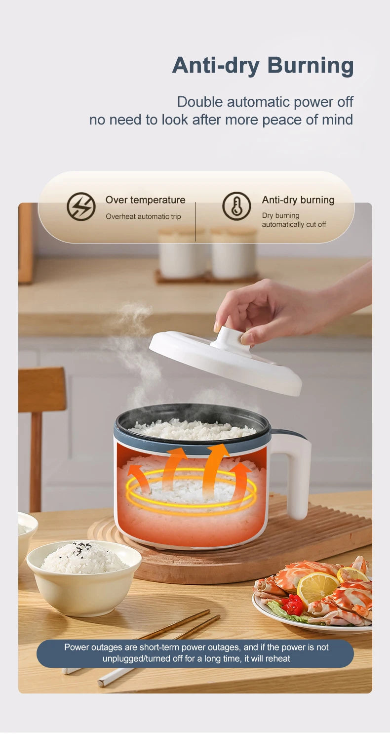 BALASHOV Compact Electric Rice Cooker 1.7L – Non-Stick Inner Pot, Steaming Basket Included