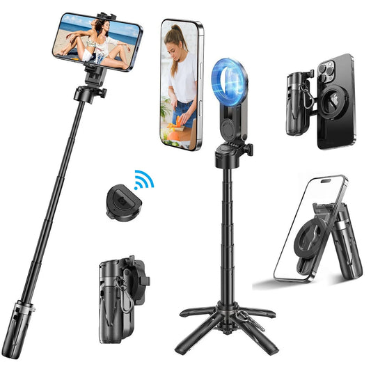 P15 MagSafe Mini Tripod Selfie Stick – Bluetooth Remote, Pocket-Size Vlogging Stand