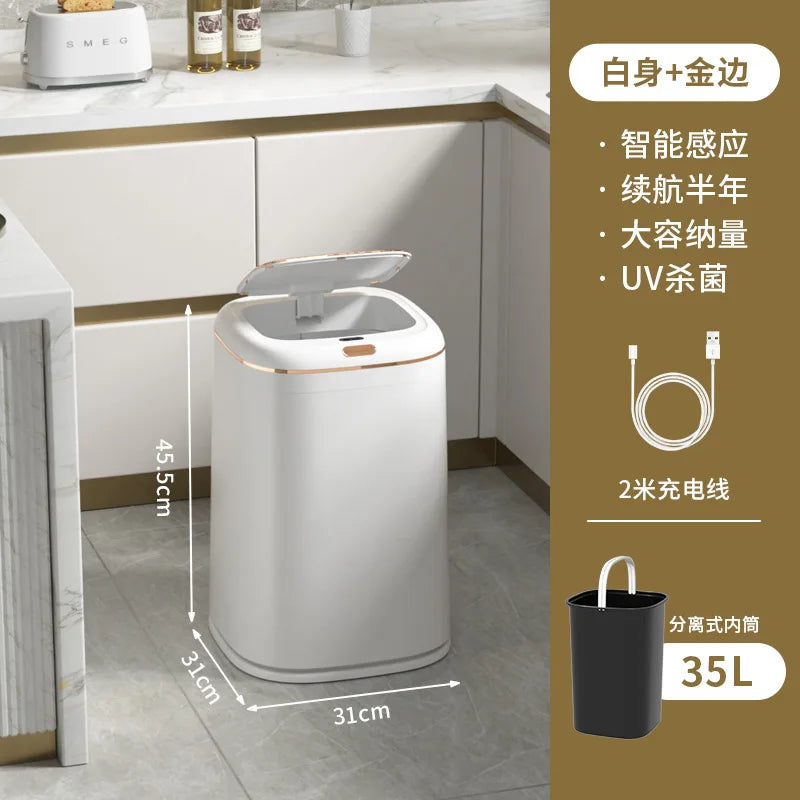 Large Smart Sensor Trash Can 20L / 35L / 40L – Touchless Automatic Garbage Bin for Kitchen