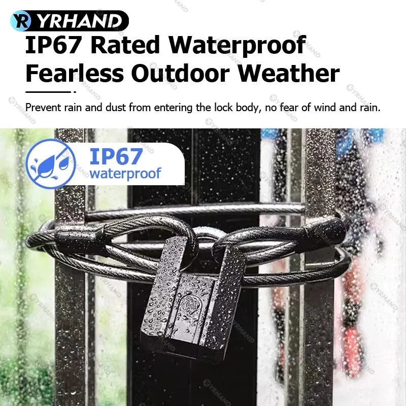 YRHAND 916 Smart Fingerprint Padlock – TTLock Bluetooth App, IP66 Keyless Security