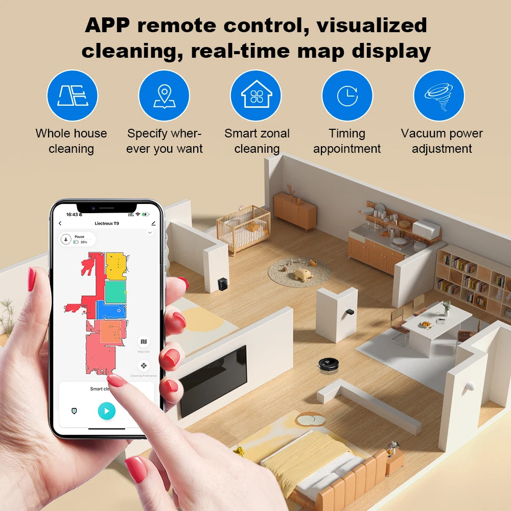 Liectroux T9 Robot Vacuum & Mop – 6500Pa LiDAR Mapping, Self-Empty Station, Dual-Band WiFi