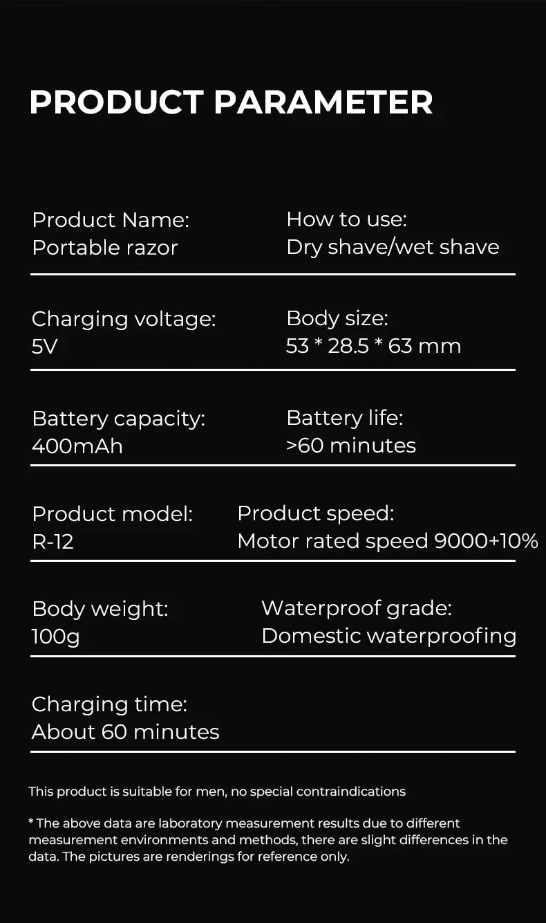 DUTRIEUX R18 Men’s Electric Smart Shaver – Waterproof, Global Voltage, Cordless